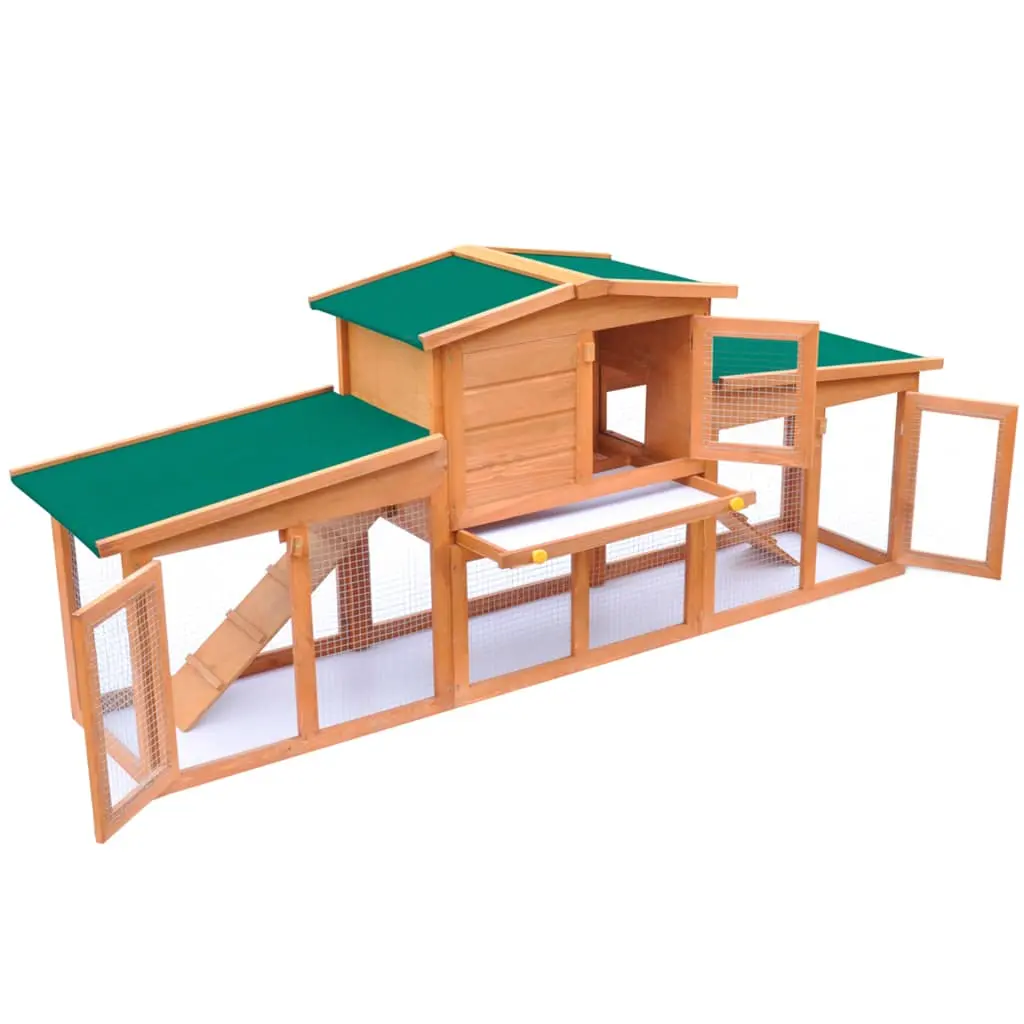 Rabbit Hutch / Small Animal House with 2 Runs - Wood - Image 3