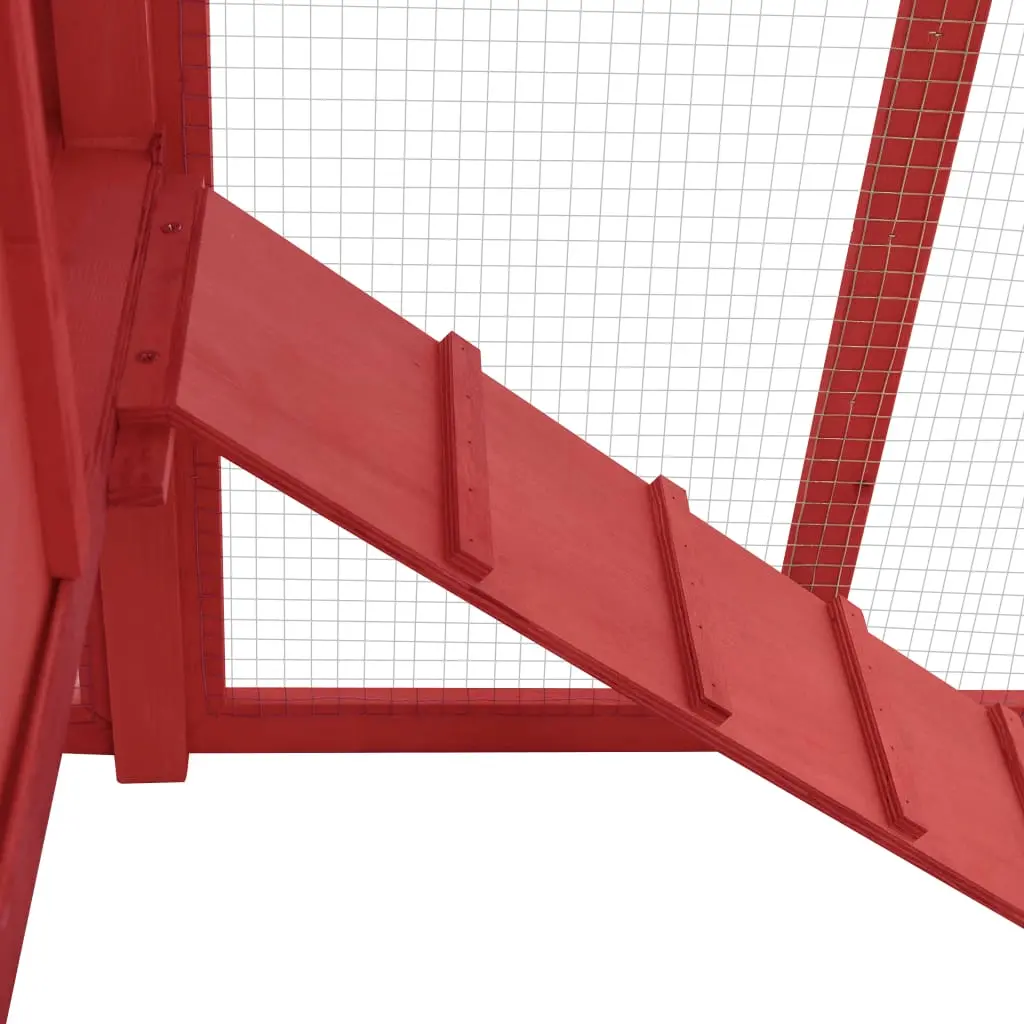 Wooden Chicken Coop with Nest Box - Red and White - Image 6