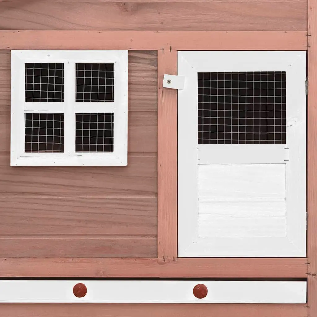 Wooden Chicken Coop with Nest Box - Mocha and White - Image 7