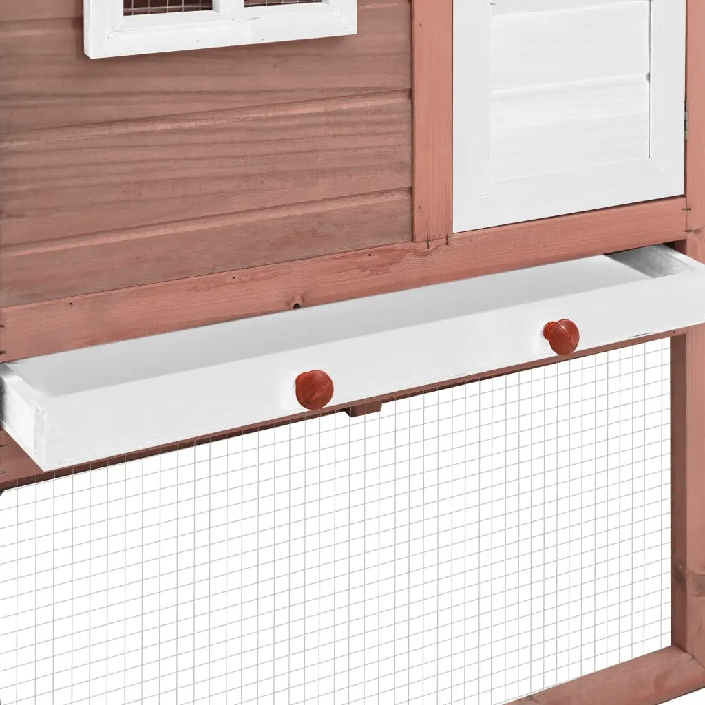 Wooden Chicken Coop with Nest Box - Mocha and White - Image 8