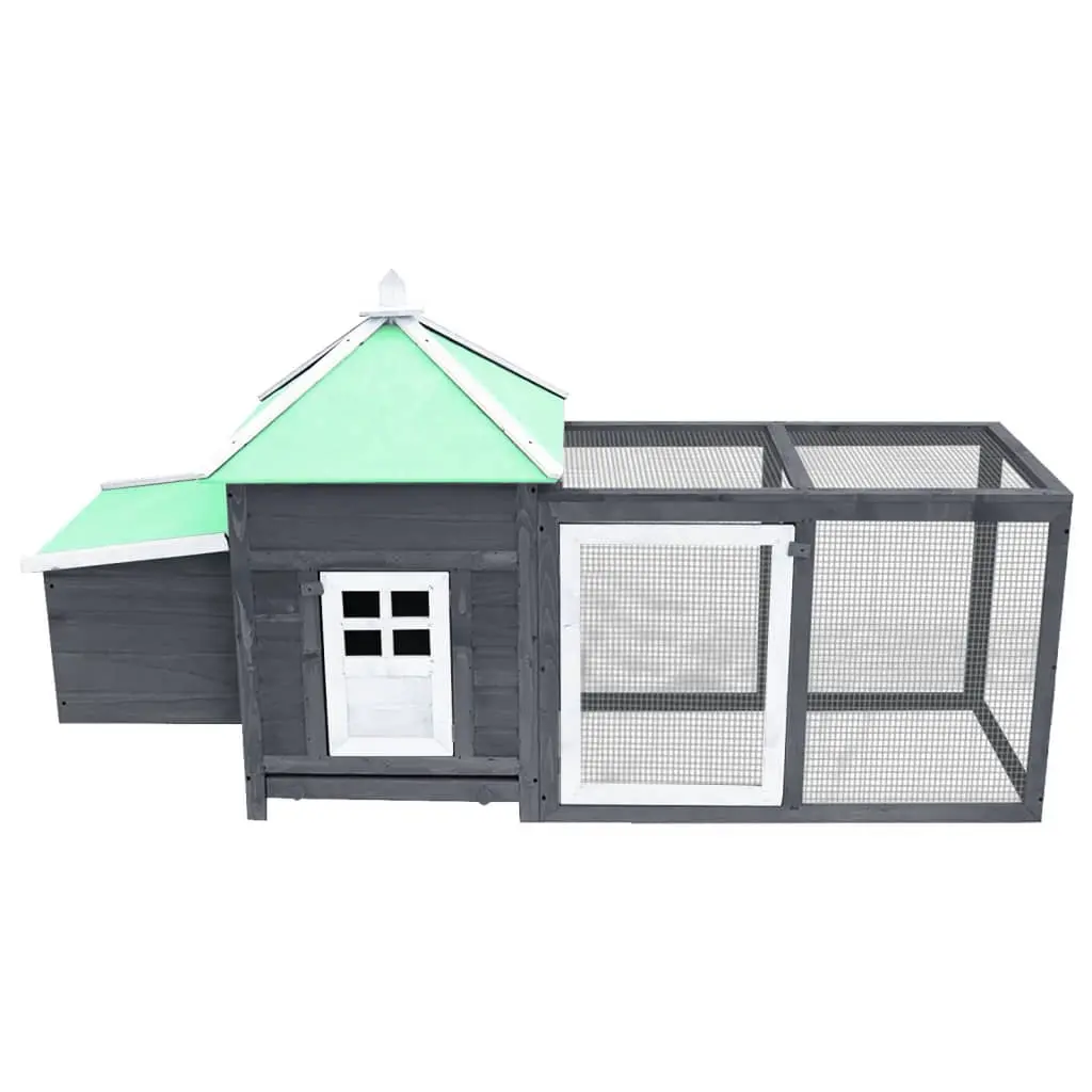 vidaXL Wood Chicken Coop with Nest Box - Gray - Image 2