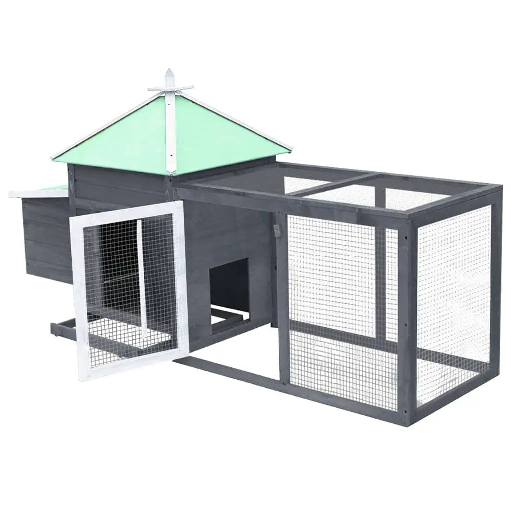 vidaXL Wood Chicken Coop with Nest Box - Gray - Image 3