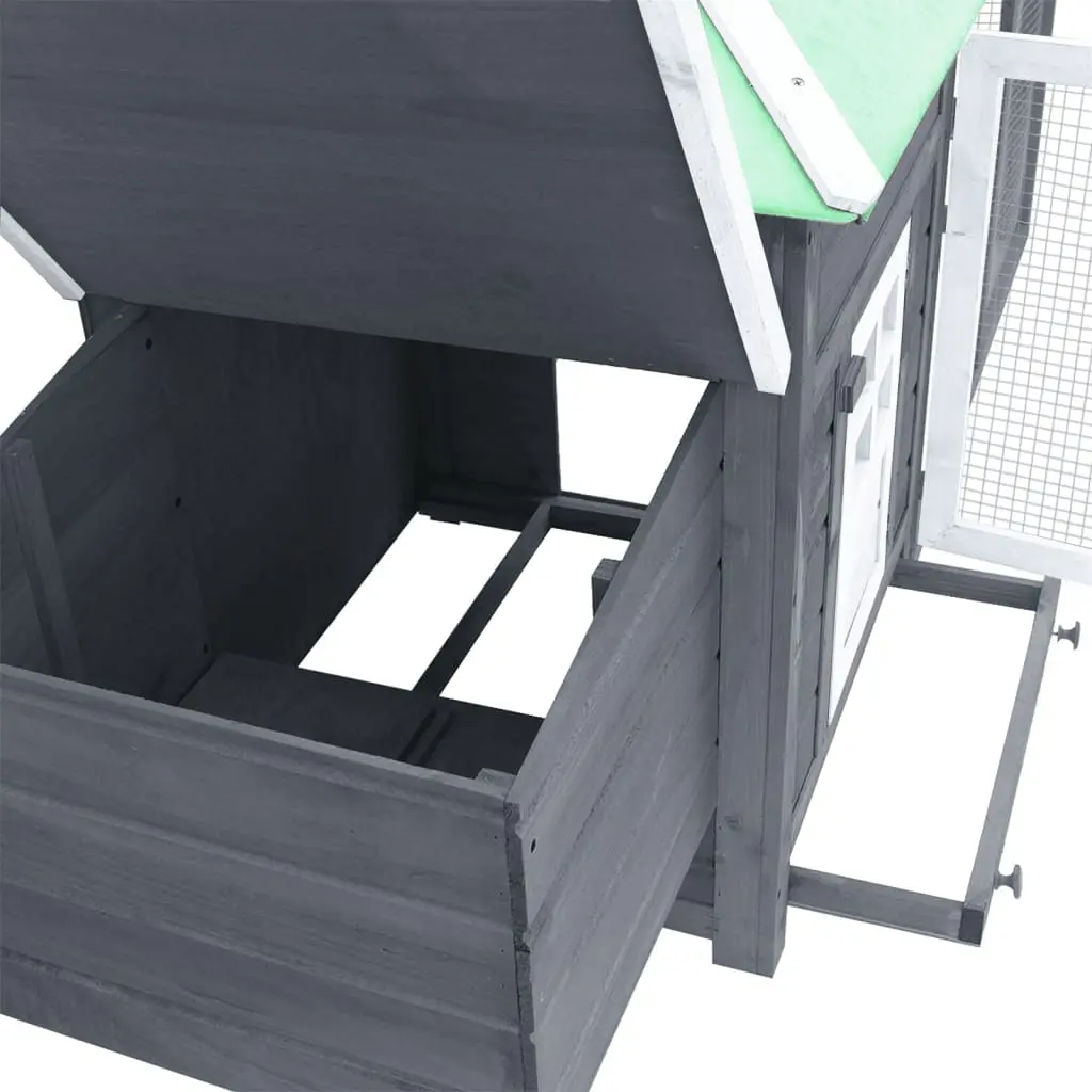 vidaXL Wood Chicken Coop with Nest Box - Gray - Image 4