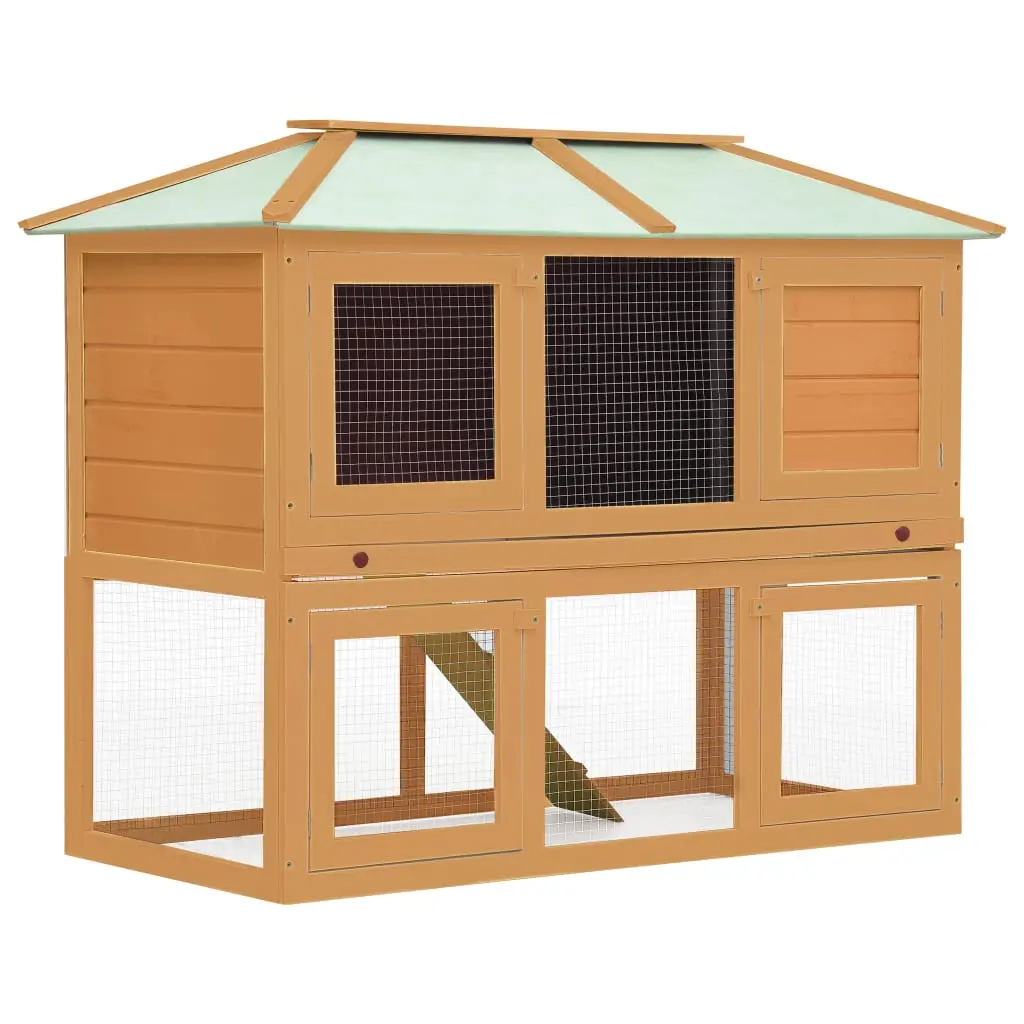 vidaXL Two-story Rabbit Cage - Solid Wood