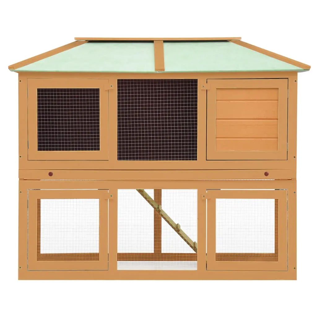 vidaXL Two-story Rabbit Cage - Solid Wood - Image 2