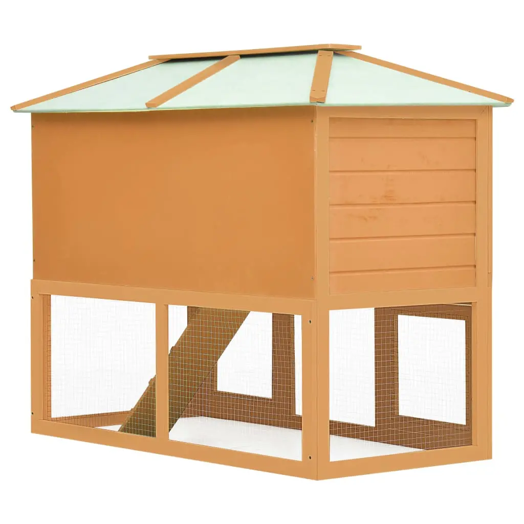 vidaXL Two-story Rabbit Cage - Solid Wood - Image 4