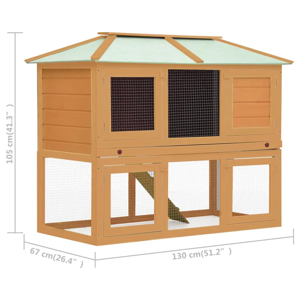vidaXL Two-story Rabbit Cage - Solid Wood - Image 7