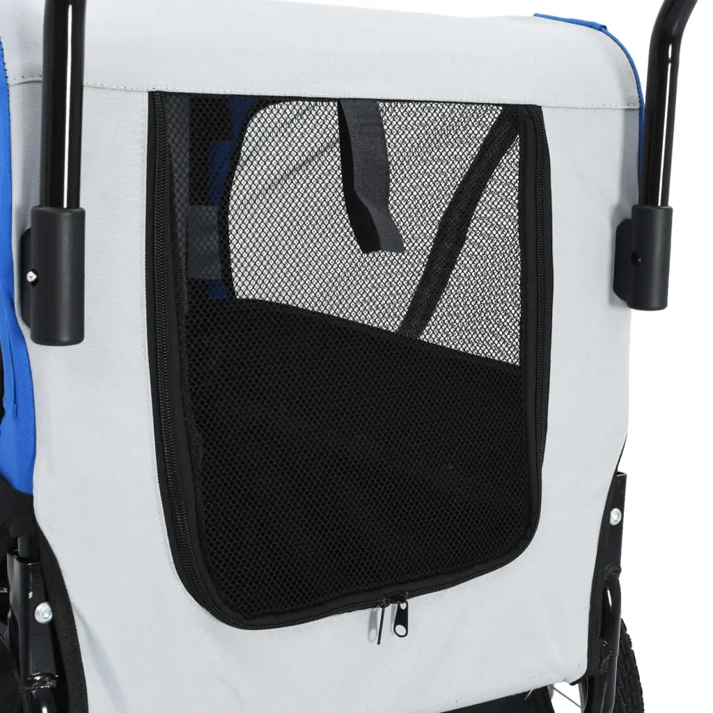 vidaXL 2-in-1 Pet Bike Trailer / Jogging Stroller - Gray and Blue - Image 6