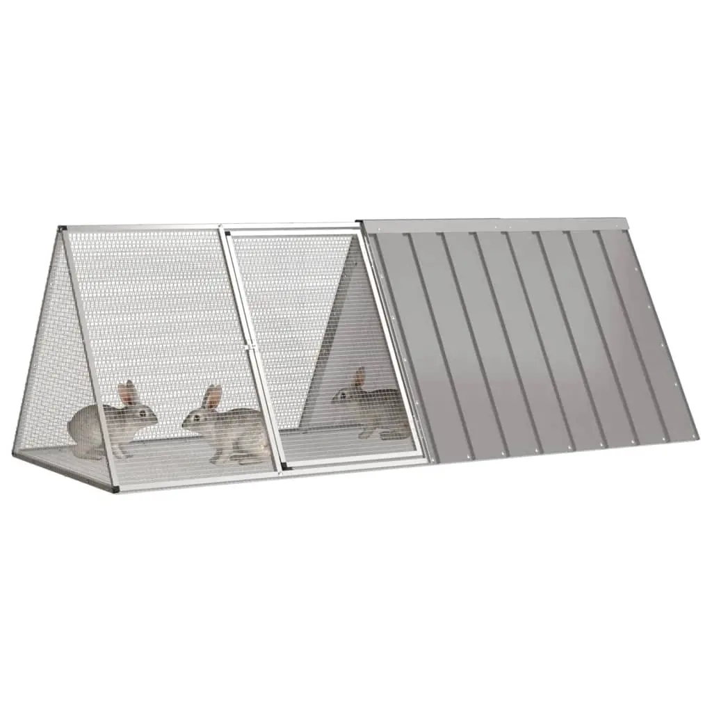 vidaXL Rabbit Cage 79.3"x31.7"x28" Galvanized Steel - Gray - Image 2