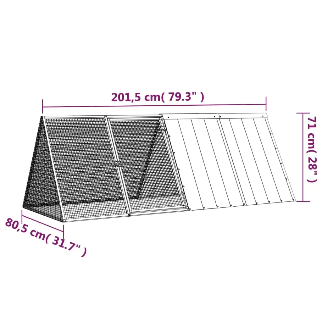 vidaXL Rabbit Cage 79.3"x31.7"x28" Galvanized Steel - Gray - Image 6