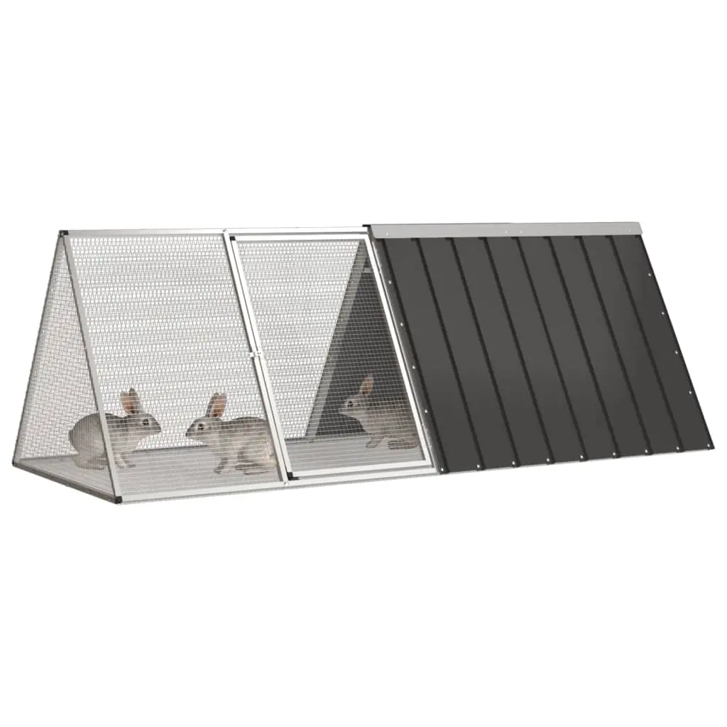 vidaXL Rabbit Cage Galvanized Steel - Anthracite - Image 2