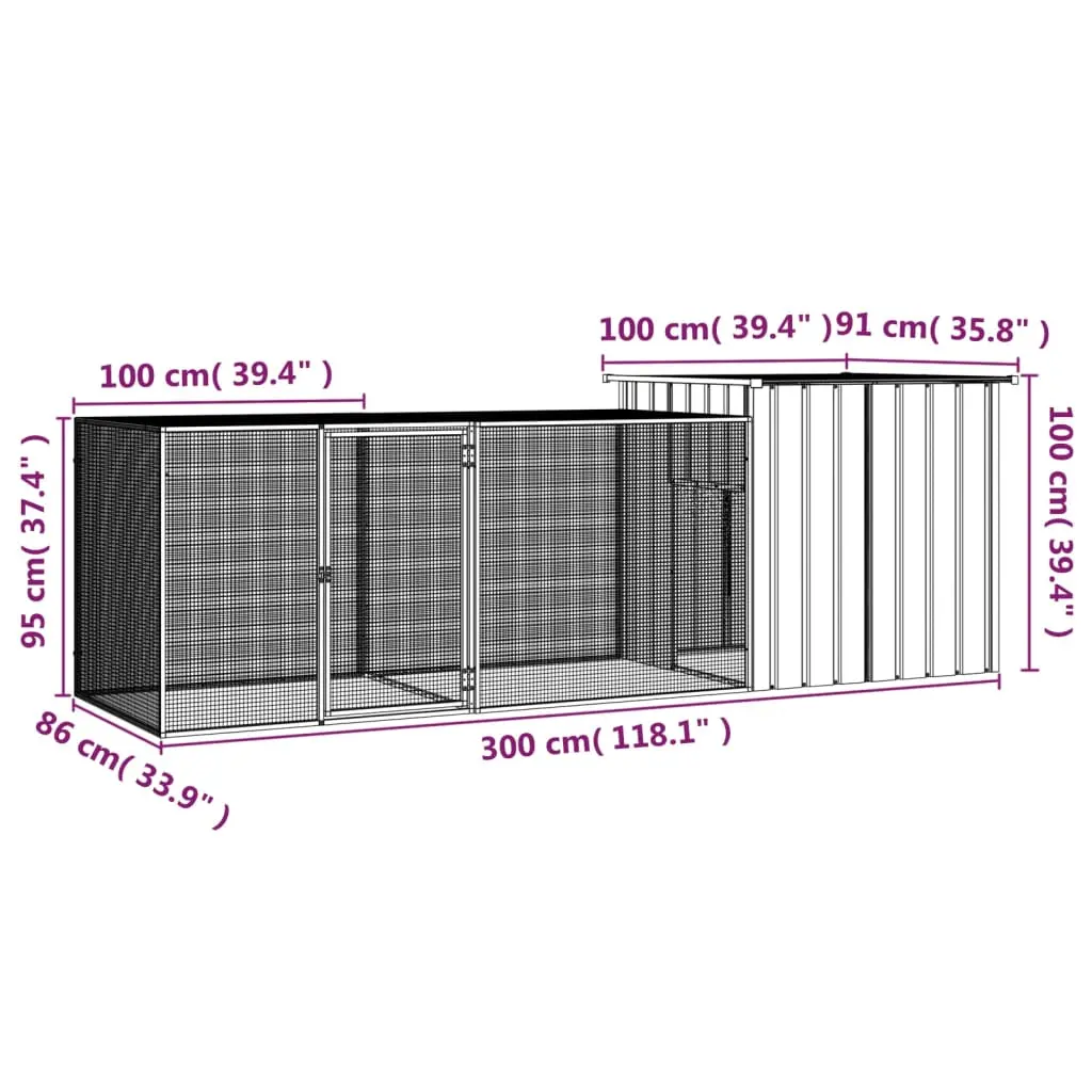vidaXL Steel Chicken Cage with Extension - Anthracite - Image 5