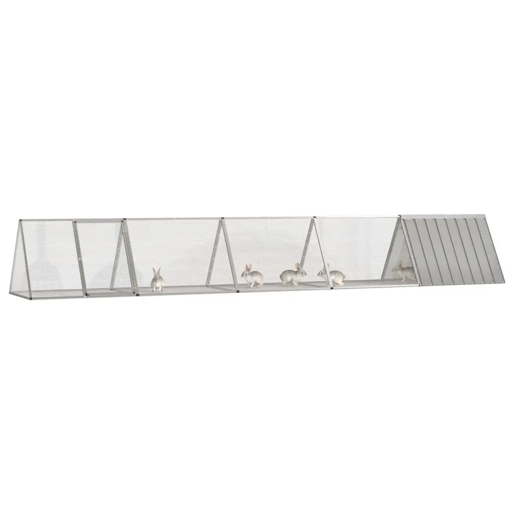 vidaXL Rabbit Cage with 3 Extensions, Galvanized Steel - Gray - Image 2