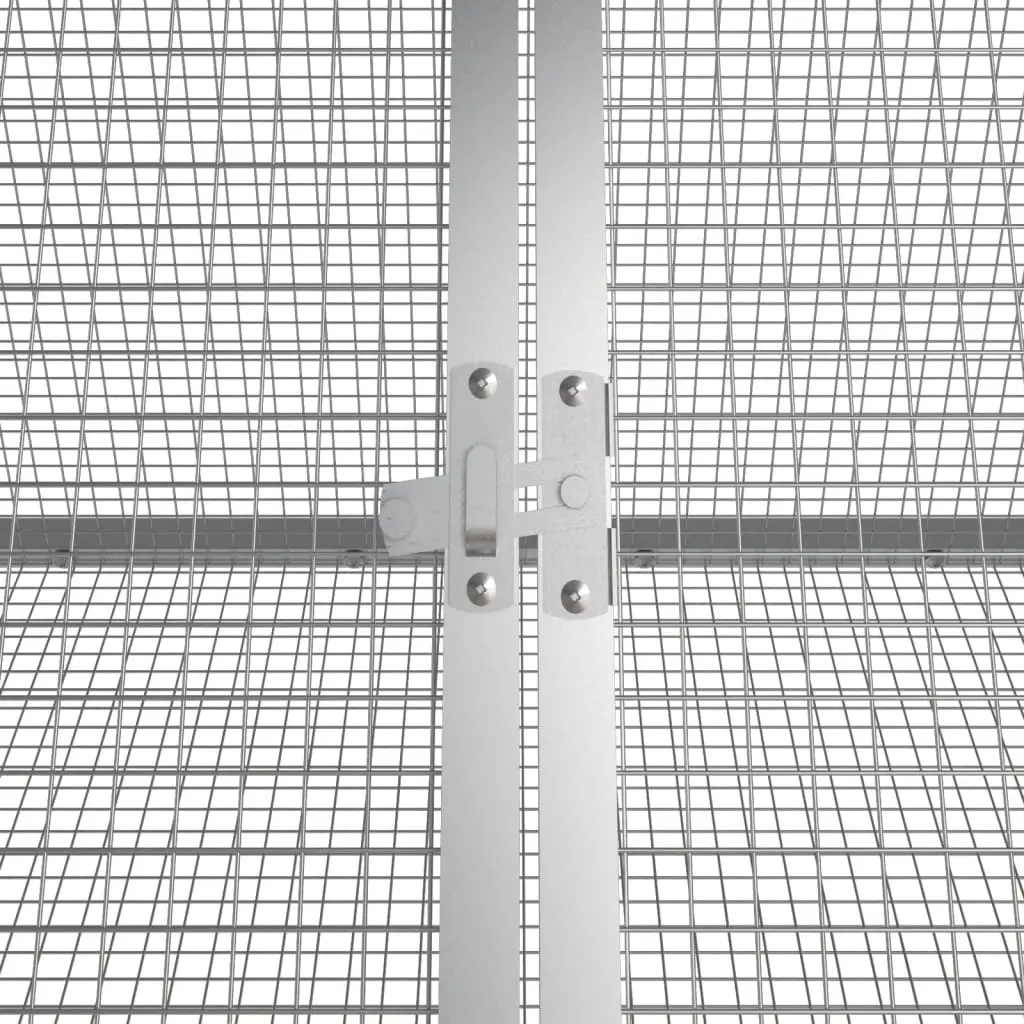 vidaXL Rabbit Cage, Galvanized Steel - Gray - Image 5
