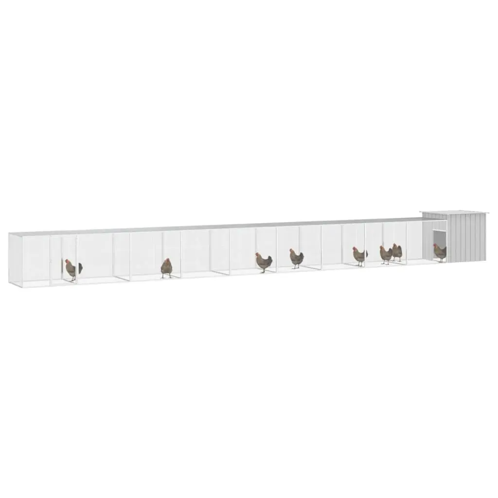 vidaXL Galvanized Steel Chicken Cage, 393.7"x35.8"x39.4" - Gray - Image 2