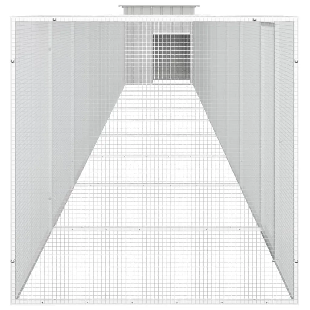 vidaXL Galvanized Steel Chicken Cage, 393.7"x35.8"x39.4" - Gray - Image 4