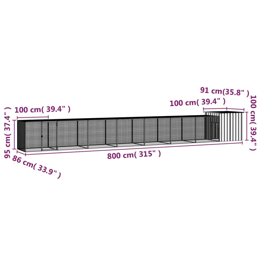 vidaXL Large Steel Chicken Cage with Extensions - Anthracite - Image 5