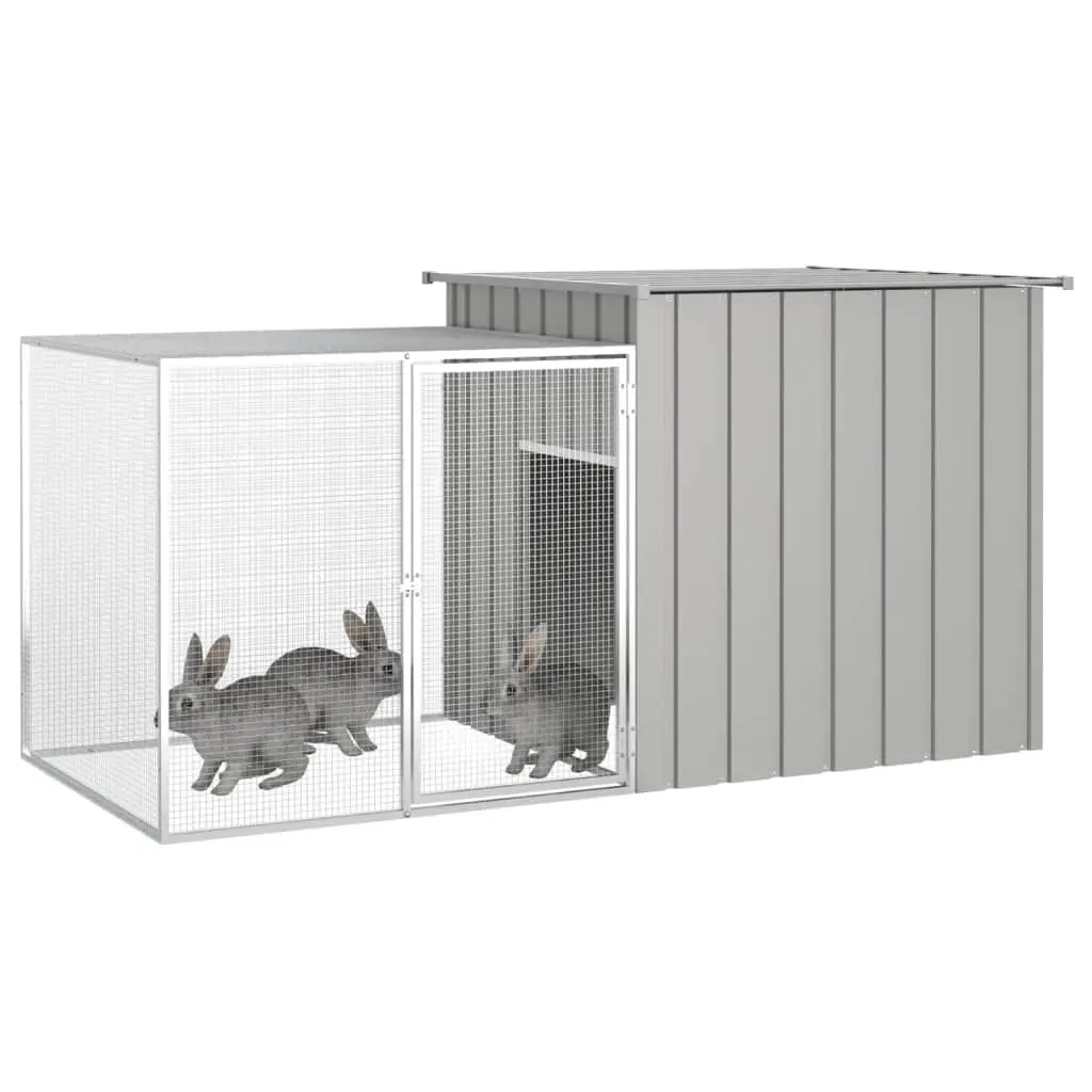 Large Galvanized Steel Rabbit Cage - Gray - Image 2