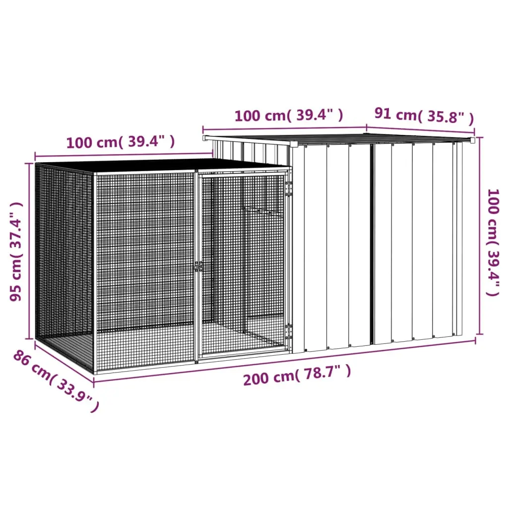 Large Galvanized Steel Rabbit Cage - Gray - Image 5