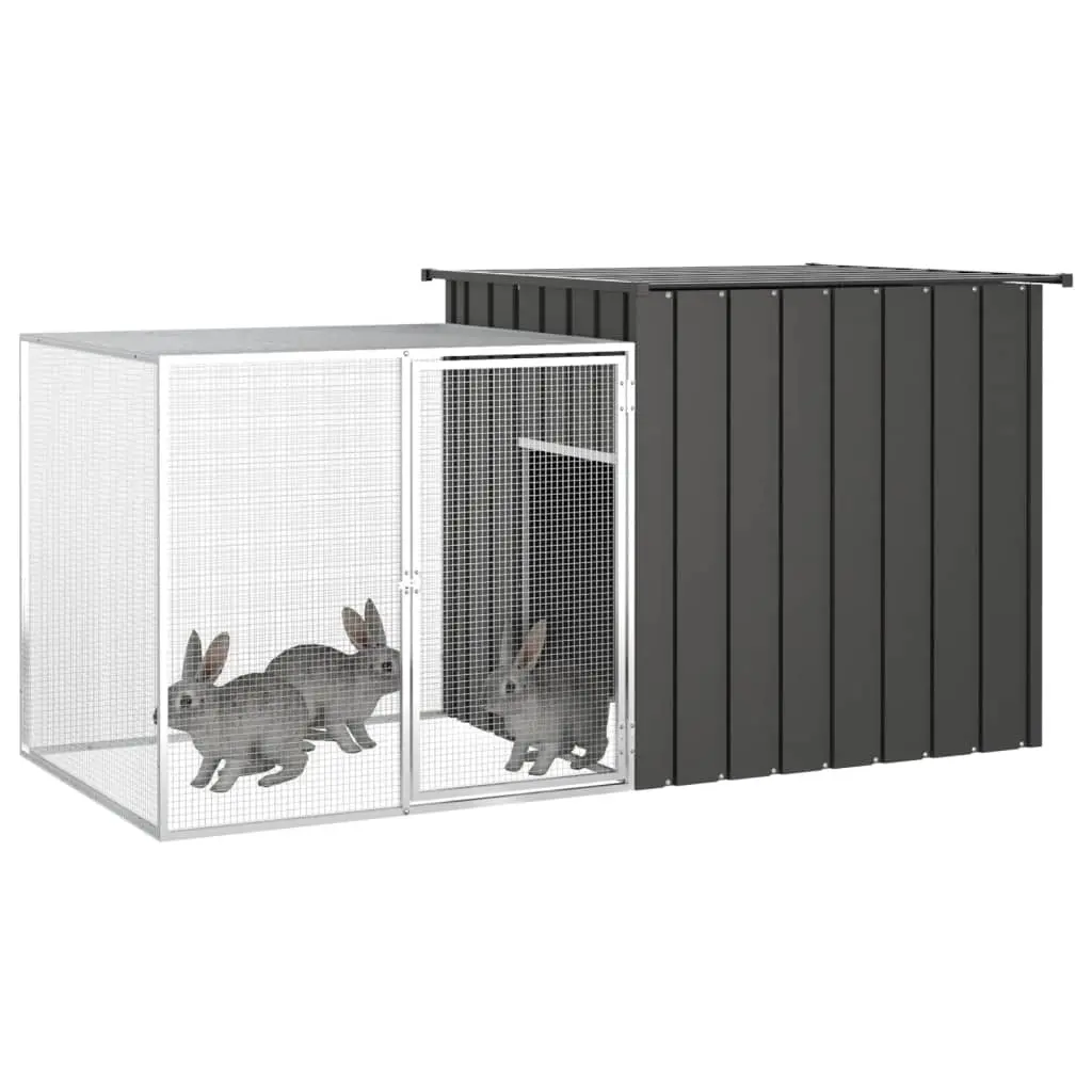 vidaXL Large Galvanized Steel Rabbit Cage - Anthracite - Image 2