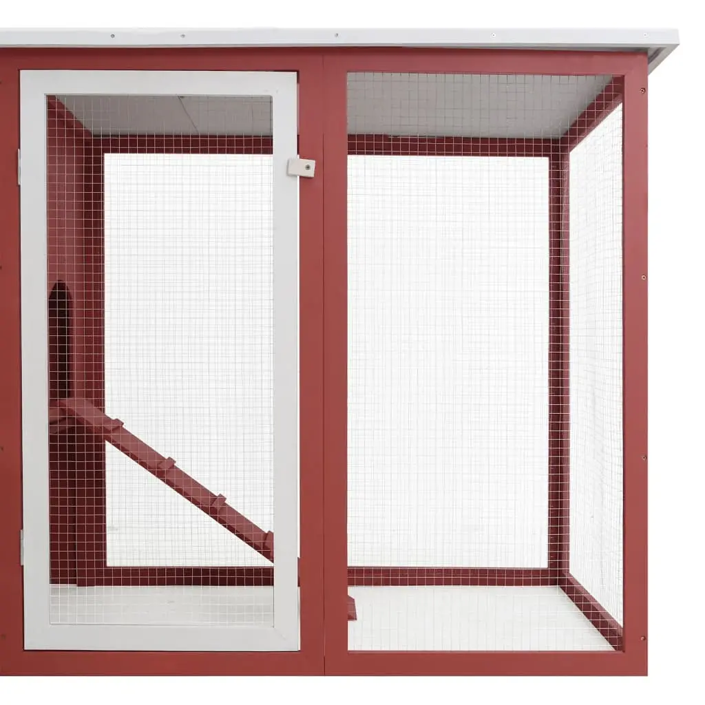 Outdoor Chicken Cage/Hen House with Egg Box - Red and White - Image 5