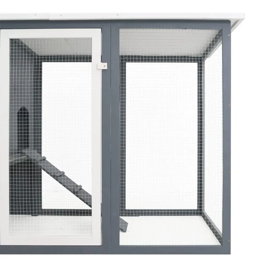 vidaXL Outdoor Chicken Cage/ Hen House with 1 Egg Box - Gray - Image 5