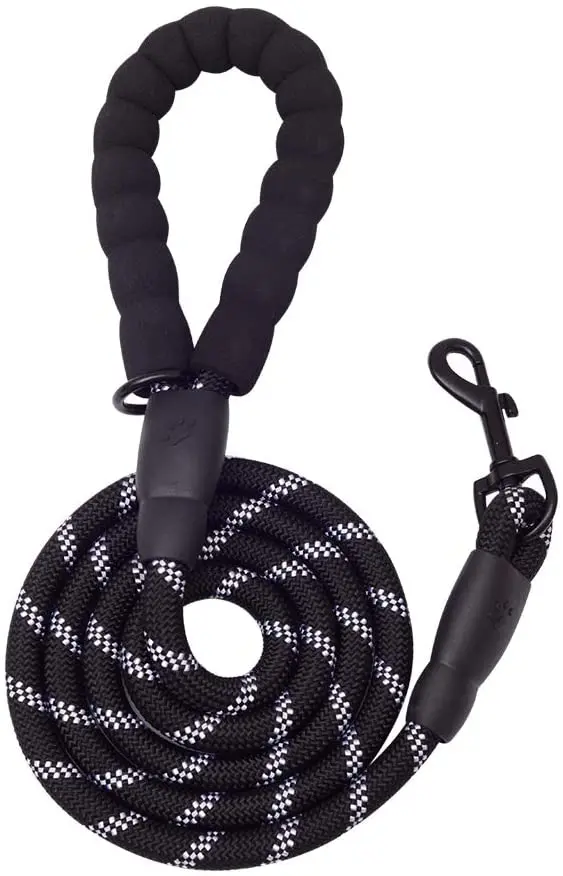 Peteeza Furry 5 FT Reflective Dog Leash - Black