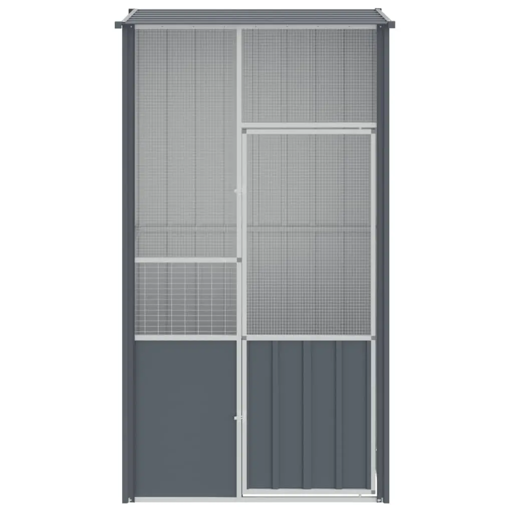 vidaXL Galvanized Steel Bird Cage - Anthracite - Image 3