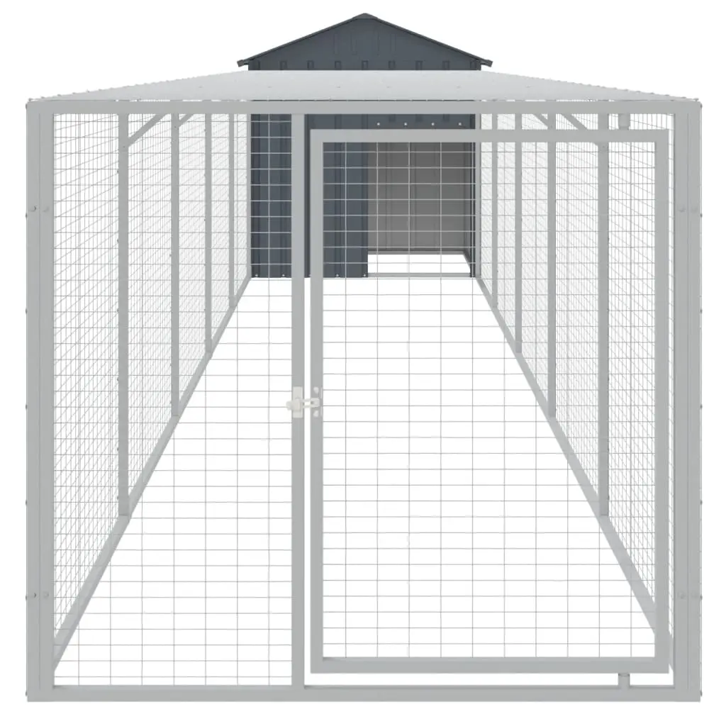 vidaXL Chicken Cage with Run, Galvanized Steel - Anthracite - Image 3
