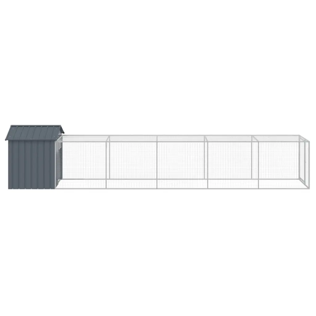 vidaXL Chicken Cage with Run, Galvanized Steel - Anthracite - Image 4