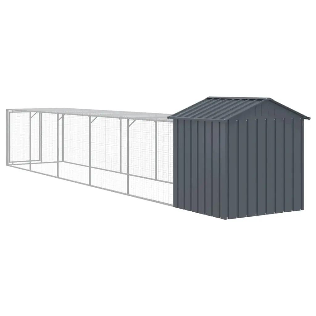 vidaXL Chicken Cage with Run, Galvanized Steel - Anthracite - Image 5