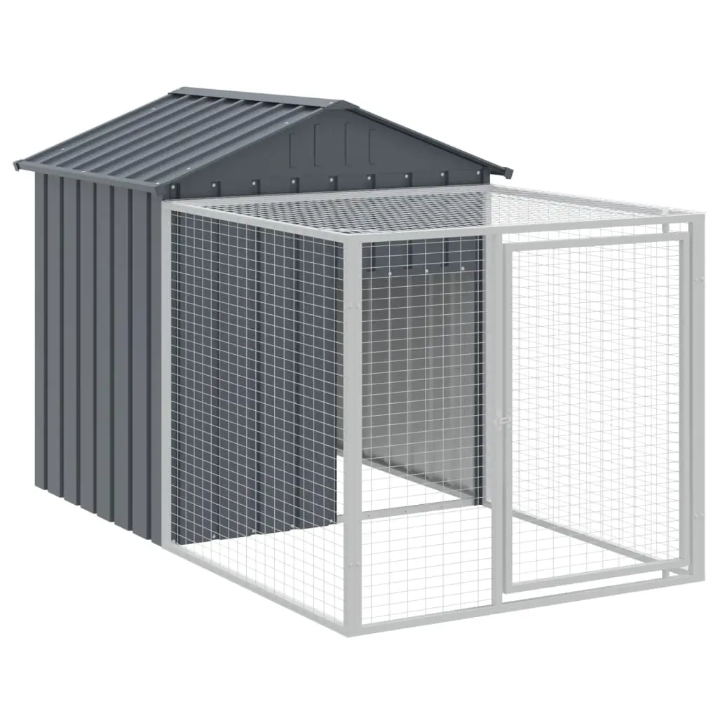 vidaXL Chicken Cage with Run, Galvanized Steel - Anthracite - Image 6