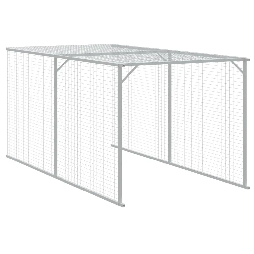 vidaXL Chicken Cage with Run, Galvanized Steel - Anthracite - Image 7