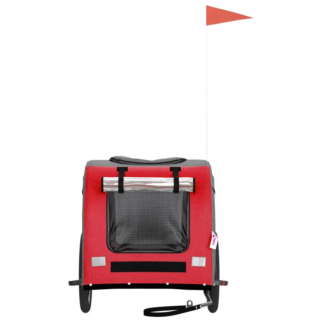 vidaXL Large Pet Bike Trailer - Red and Gray Oxford Fabric - Image 4