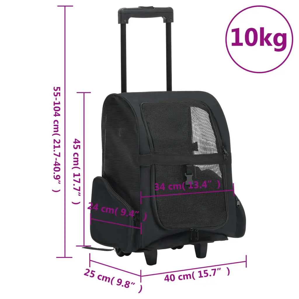 vidaXL Foldable Multipurpose Pet Trolley - Black - Image 8