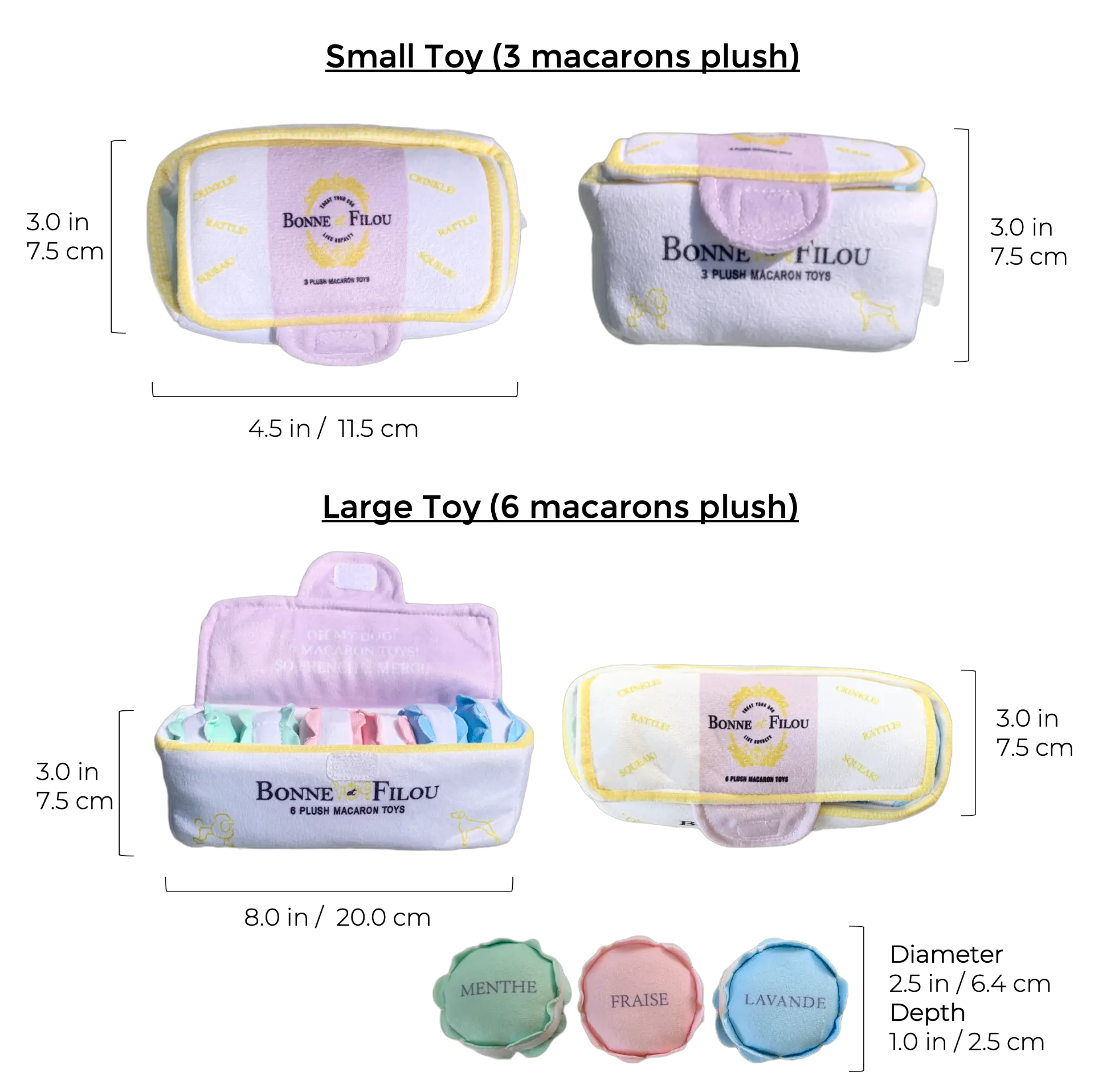 Squeaky Plush Macaron Dog Toy - Multi-Pack - Image 3