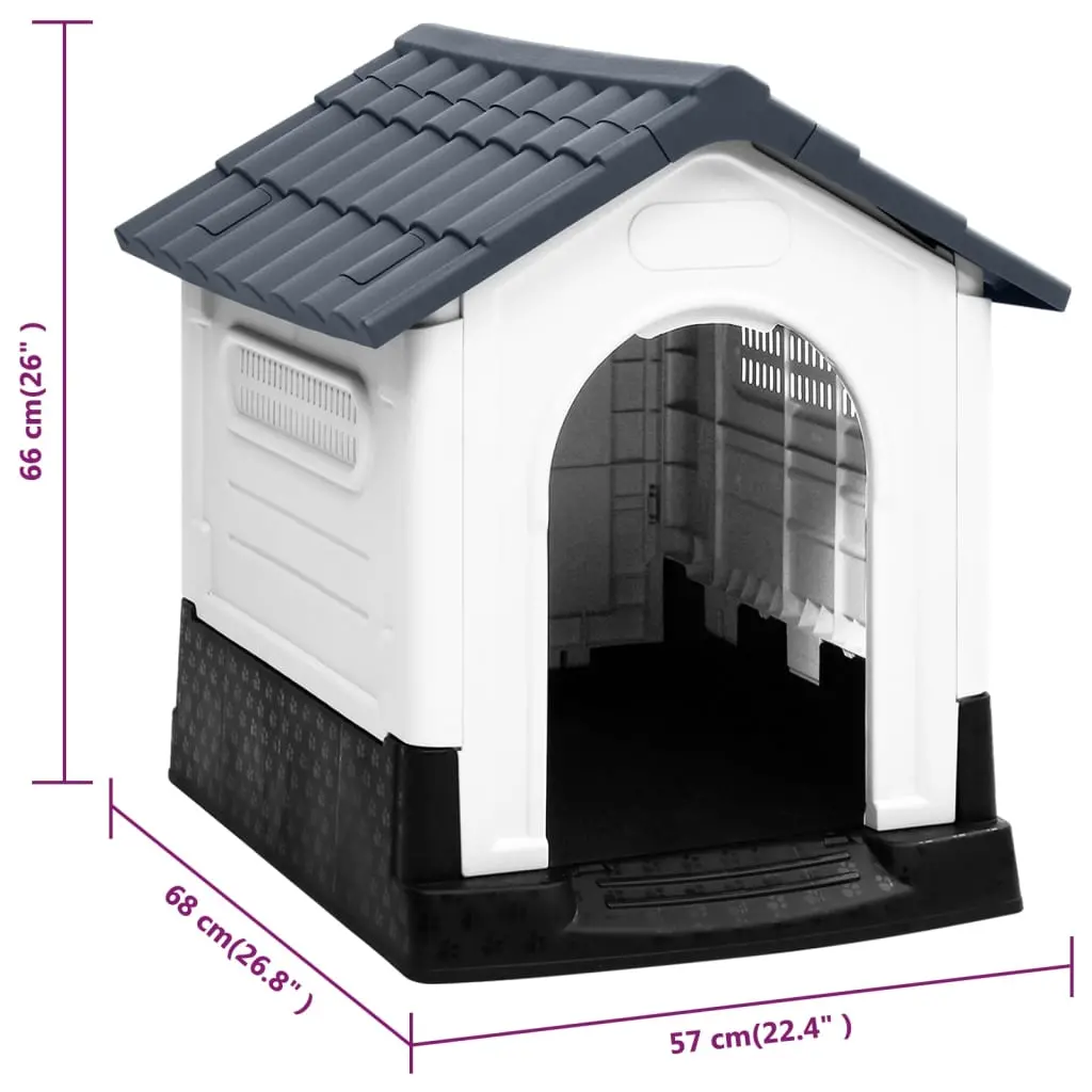 vidaXL Small Polypropylene Dog House - Gray - Image 8