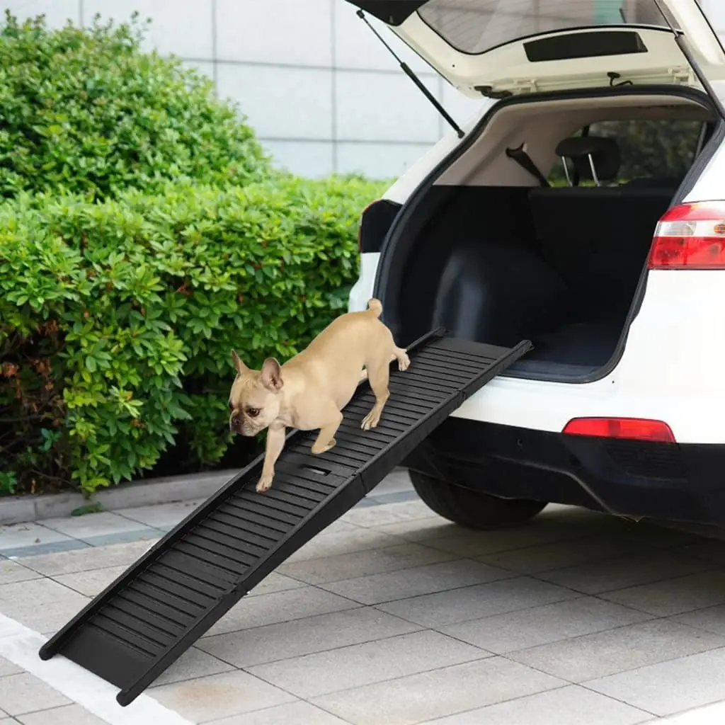 vidaXL Plastic Folding Dog Ramp - Black