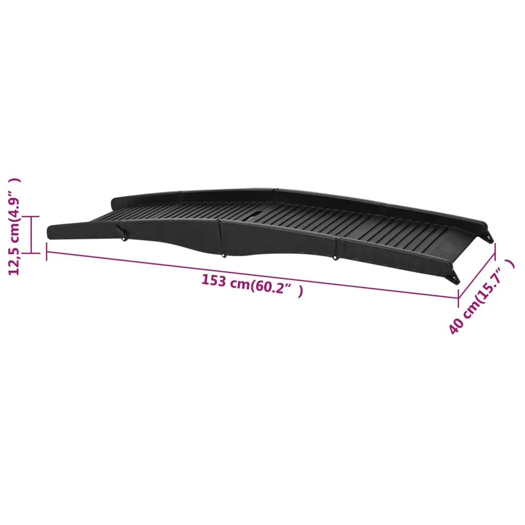 vidaXL Plastic Folding Dog Ramp - Black - Image 11