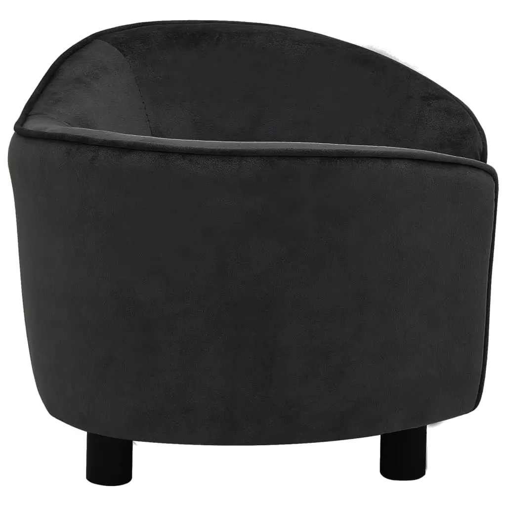 vidaXL Dog Sofa Black 27.2"x19.3"x15.7" Plush - Image 4