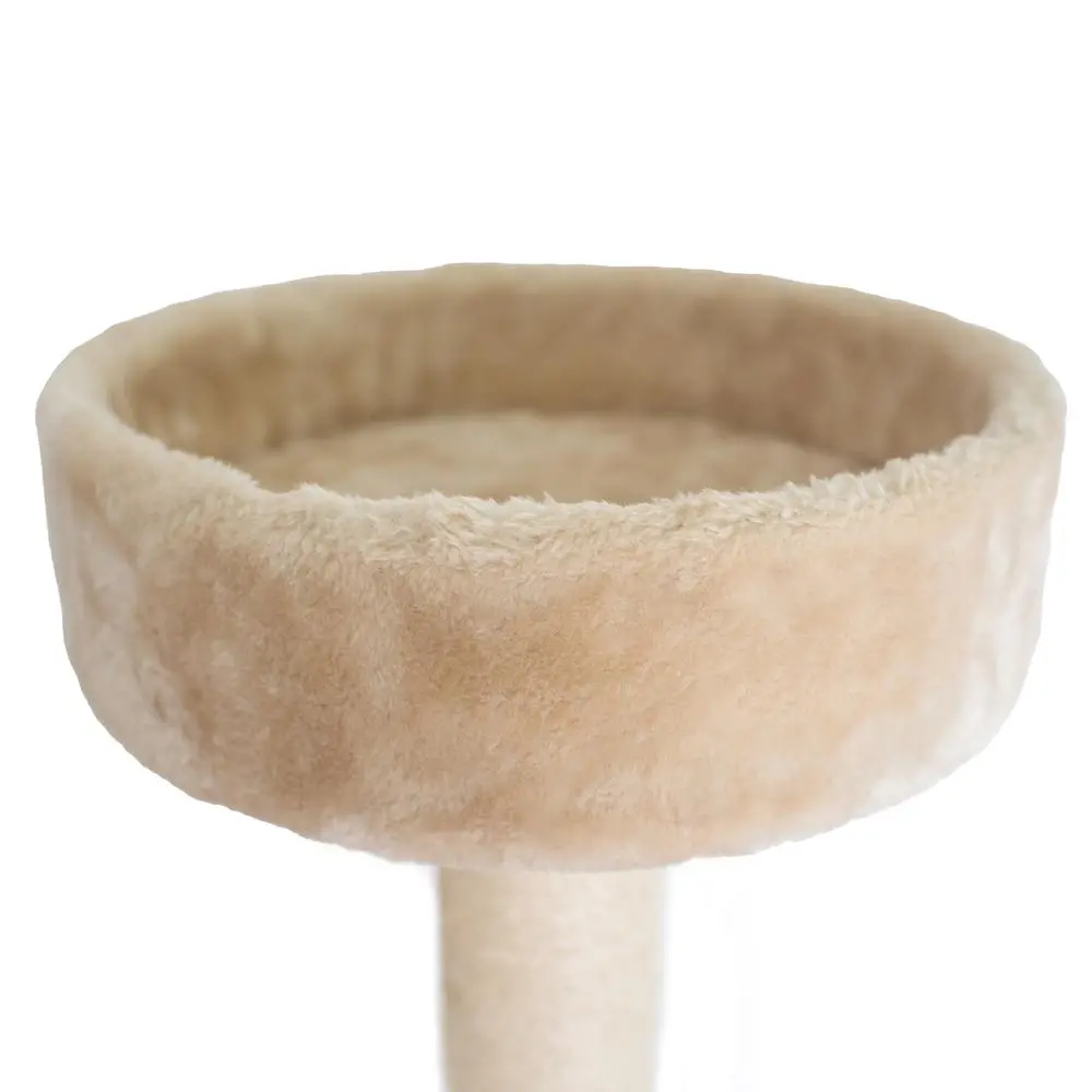 72" Real Wood Cat Tower With Lounge Basket - Beige - Image 8