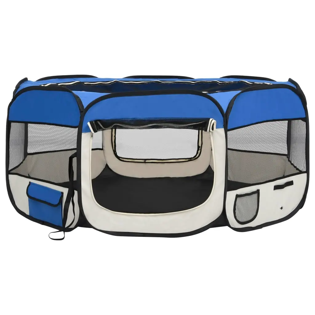 vidaXL Foldable Dog or Cat Large Playpen - Blue - Image 3