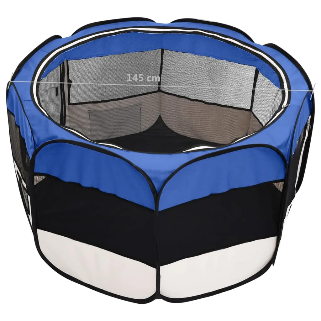 vidaXL Foldable Dog or Cat Large Playpen - Blue - Image 12