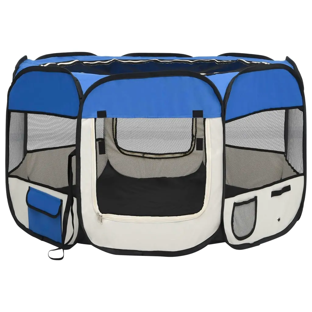 Medium Foldable Pet Playpen - Blue - Image 2