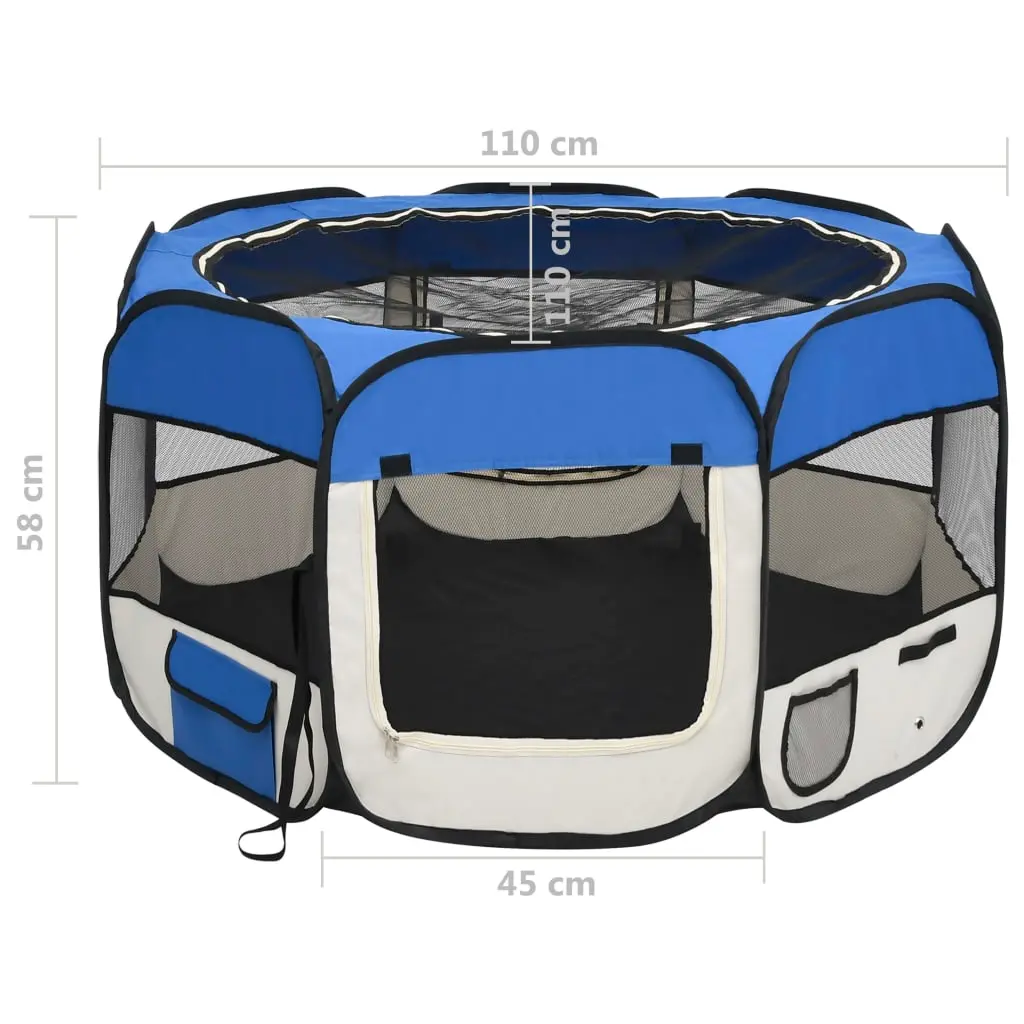 Medium Foldable Pet Playpen - Blue - Image 11