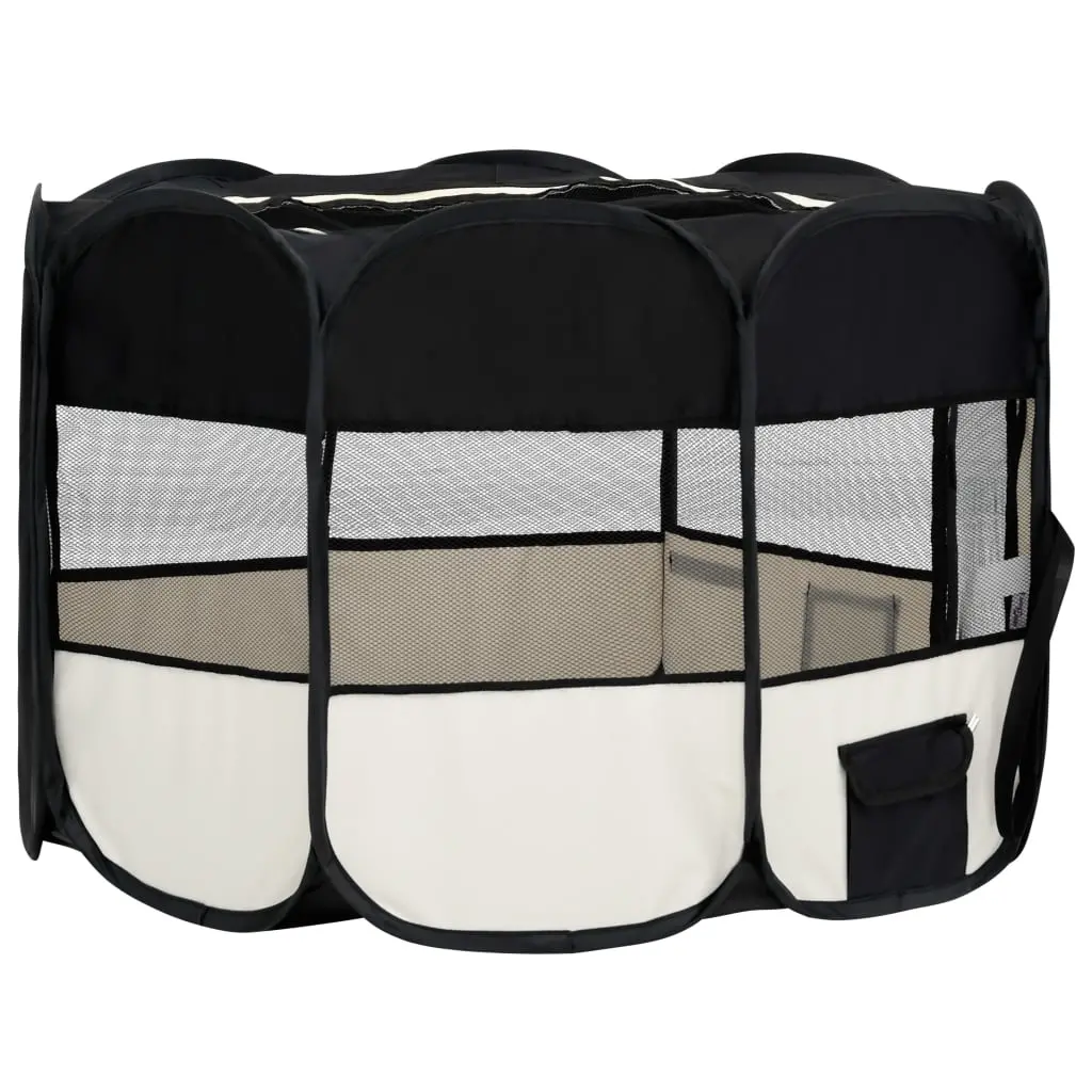 vidaXL Foldable Cat or Dog Medium Playpen - Black - Image 4