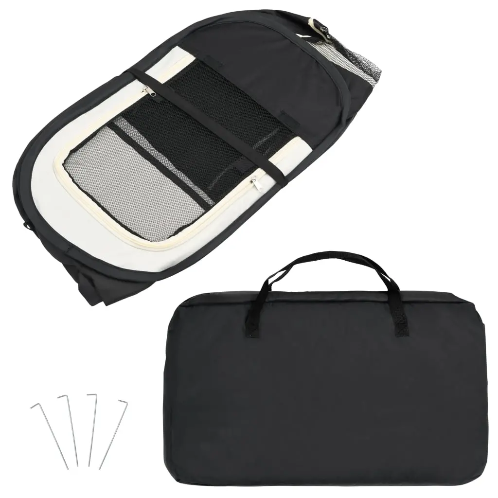 vidaXL Foldable Cat or Dog Medium Playpen - Black - Image 10