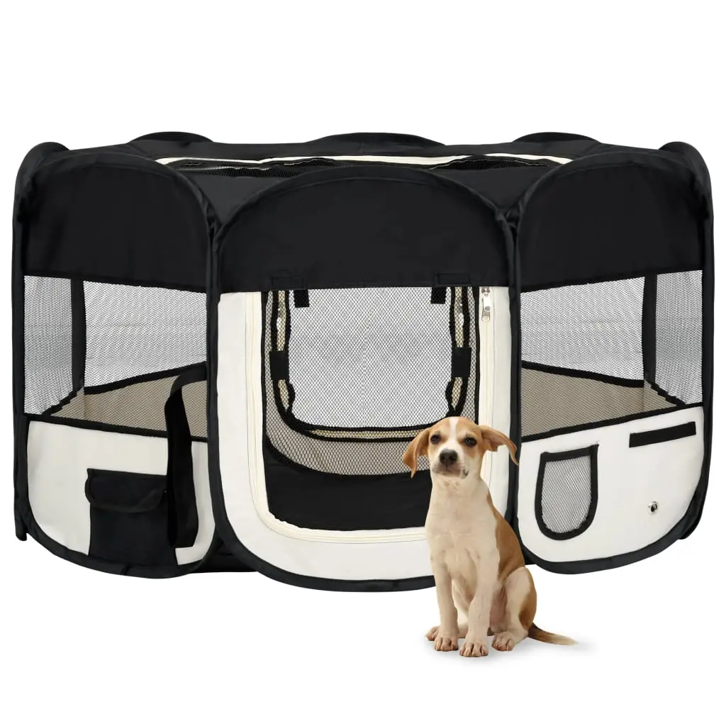 vidaXL Foldable Cat or Dog Large Playpen - Black