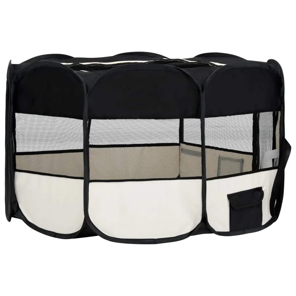 vidaXL Foldable Cat or Dog Large Playpen - Black - Image 4