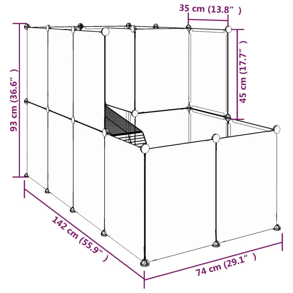 vidaXL Transparent Small Animal Cage - 55.9" x 29.1" x 36.6" - Image 8
